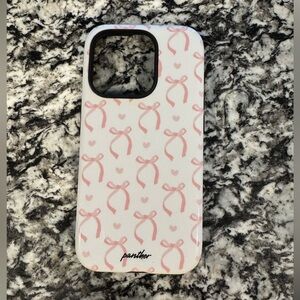 iPhone 15 Pro Pink Bows And Hearts Panther Phone Case